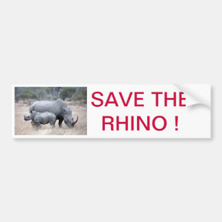 Autocollant De Voiture Sauvez le rhinocéros !