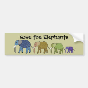 Autocollant De Voiture Sauvez les éléphants