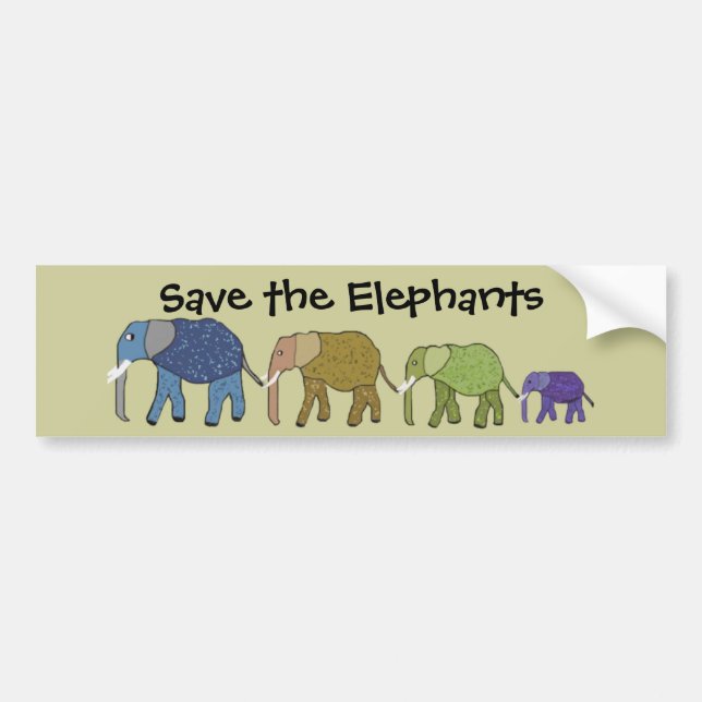 Autocollant De Voiture Sauvez les éléphants (Devant)