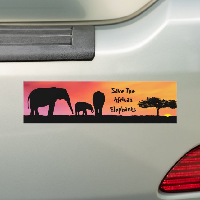 Autocollant De Voiture Sauvez les éléphants africains (En voiture)