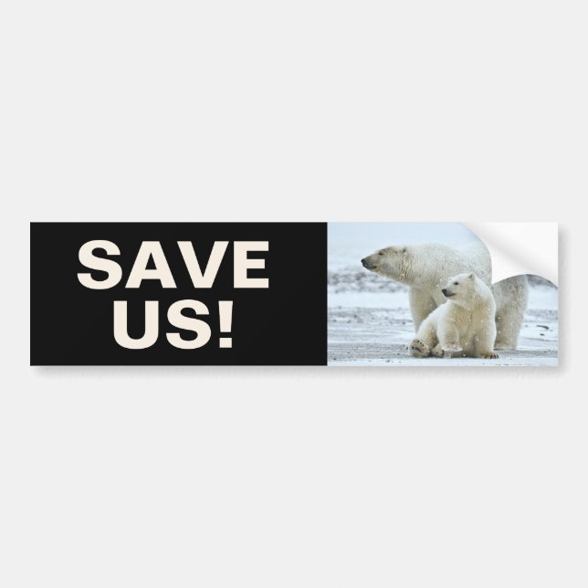 Autocollant De Voiture Sauvez les ours polaires Activisme climatique Slog (Devant)