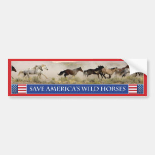 Autocollant De Voiture Sauvons les chevaux sauvages de l'Amérique Sticke