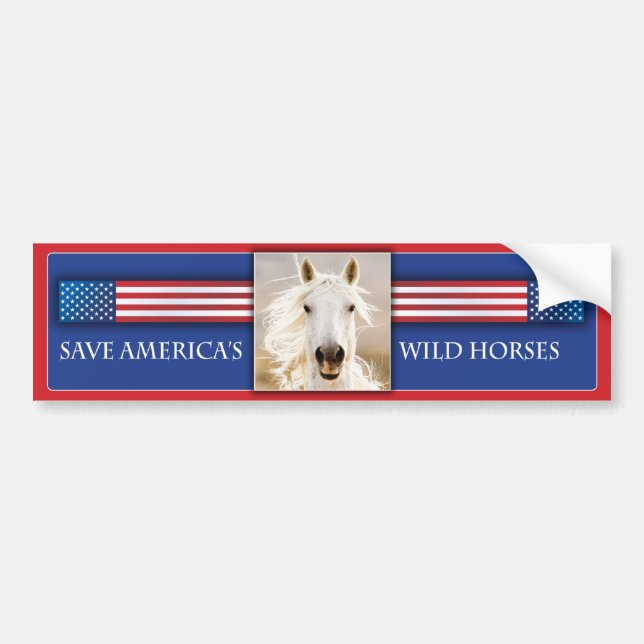 Autocollant De Voiture Sauvons les chevaux sauvages de l'Amérique Sticker (Devant)
