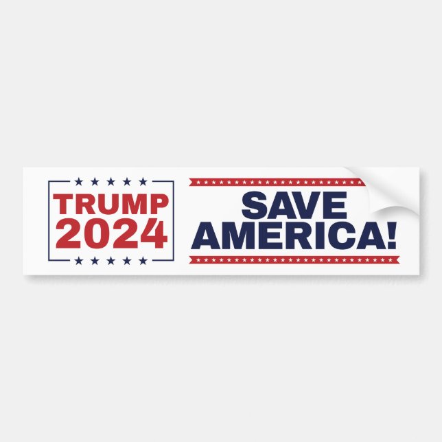 Autocollant De Voiture Save America ! Trump 2024 Bumper Sticker (Devant)