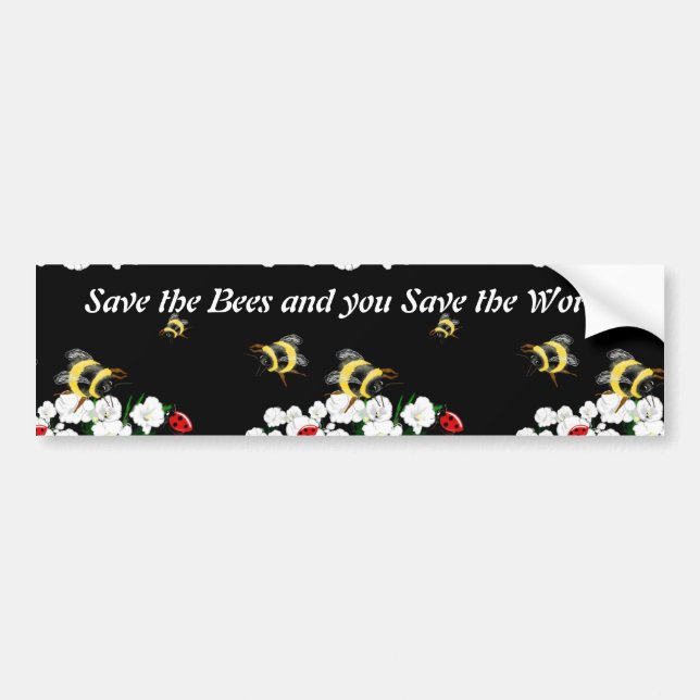Autocollant De Voiture SAVE BEES save world - bee ladybug art (Devant)