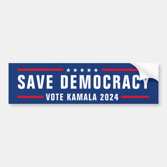 AUTOCOLLANT DE VOITURE SAVE DEMOCRACY VOKTE KAMALA 2024 (Devant)