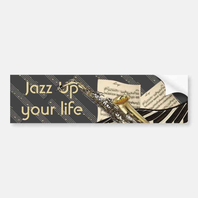 Autocollant De Voiture Saxophone et musique de piano (Devant)
