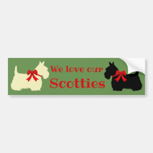Autocollant De Voiture Scottish Terrier, j'aime mes écossais/roux/noir