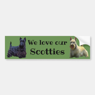 Autocollant De Voiture Scottish Terrier, Nous aimons notre, blé/noir