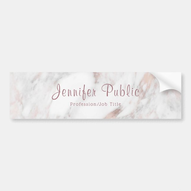 Autocollant De Voiture Script Custom Rose Gold Marble (Devant)