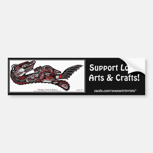 Autocollant De Voiture SEA OTTER & BABY Haida Sticker pare-chocs stylisé (Devant)