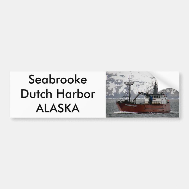 Autocollant De Voiture Seabrooke, bateau de crabe dans le port (Devant)