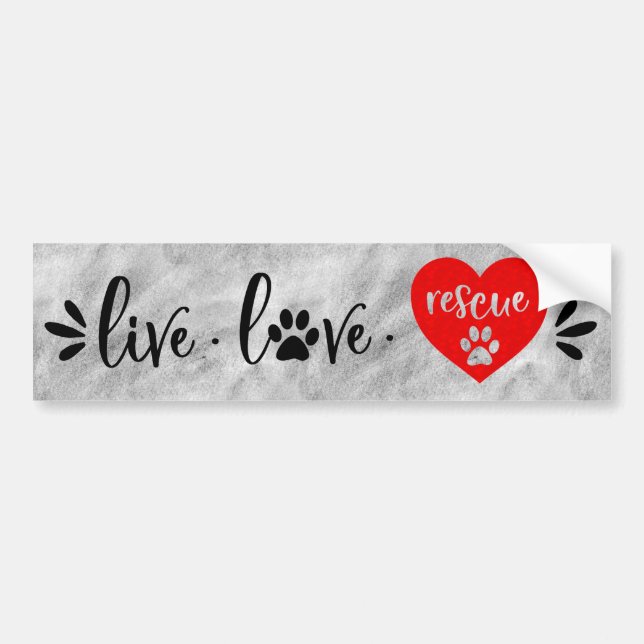 Autocollant De Voiture Secourir Chien - Live Love Secourir Rouge (Devant)