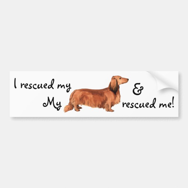 Autocollant De Voiture Secourir Dachshund à poil long (Devant)