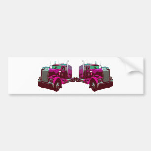 Autocollant De Voiture Semi camion rose reflété