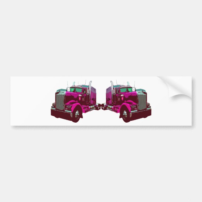 Autocollant De Voiture Semi camion rose reflété (Devant)