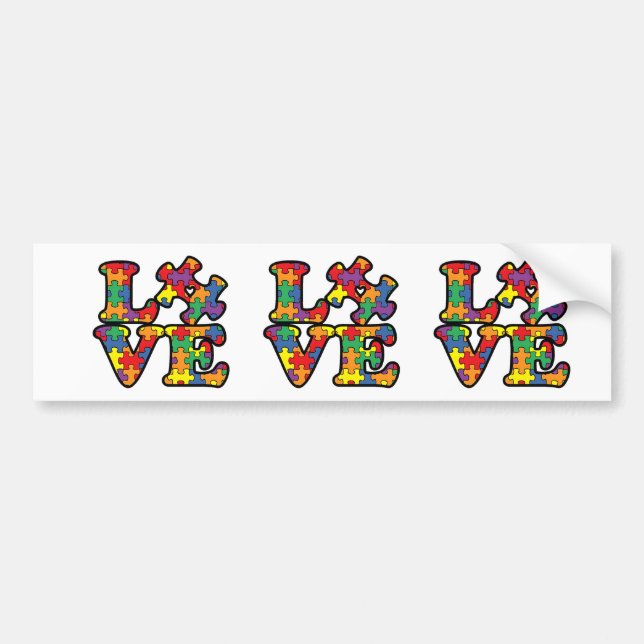 Autocollant De Voiture Sensibilisation sur l'autisme Love Puzzle Piece Bu (Devant)