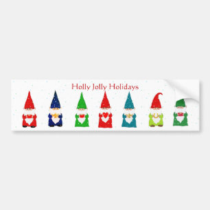 Autocollant De Voiture Sept Gnomes de Noël sur Sticker Bumper Blanc