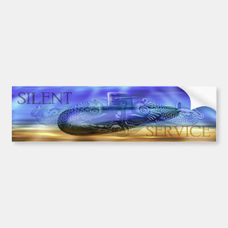 Autocollant De Voiture Service silencieux w/Sub et dauphins BumperSticker