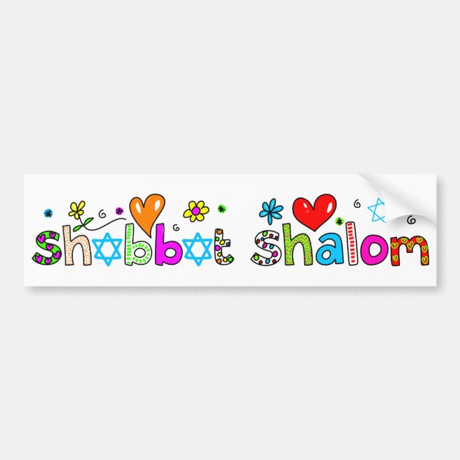 Autocollant De Voiture Shabbat, Shalom (Devant)