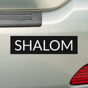 Autocollant De Voiture Shalom noir blanc paix en hébreu minimaliste