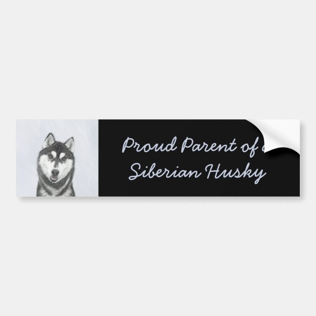 Autocollant De Voiture Sibérie Husky (noir et blanc) Peinture Chien Art (Devant)