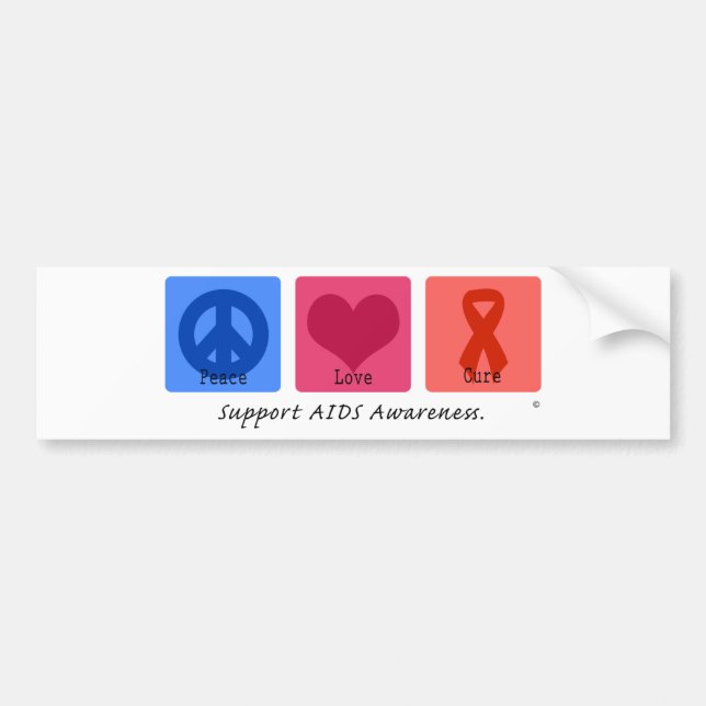 Autocollant De Voiture SIDA de traitement d'amour de paix (Devant)