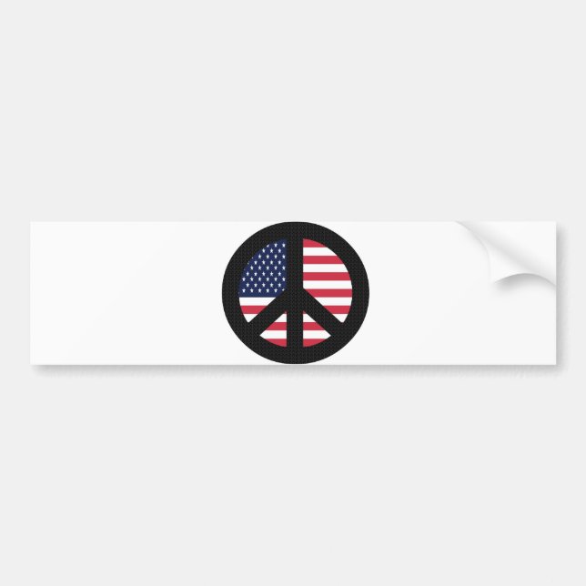 Autocollant De Voiture Signe de paix avec le drapeau américain (Devant)