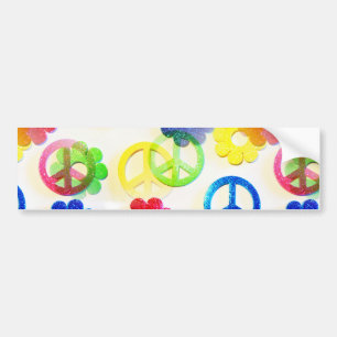 Autocollant De Voiture Signes de Paix Hippie super Fleur Éclats