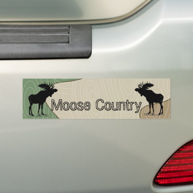 Autocollant De Voiture Silhouette du pays de l'orignal à grain de bois (En voiture)
