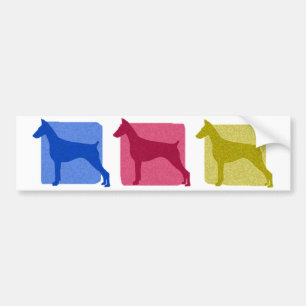 Autocollant De Voiture Silhouettes colorées de Pinscher de dobermann