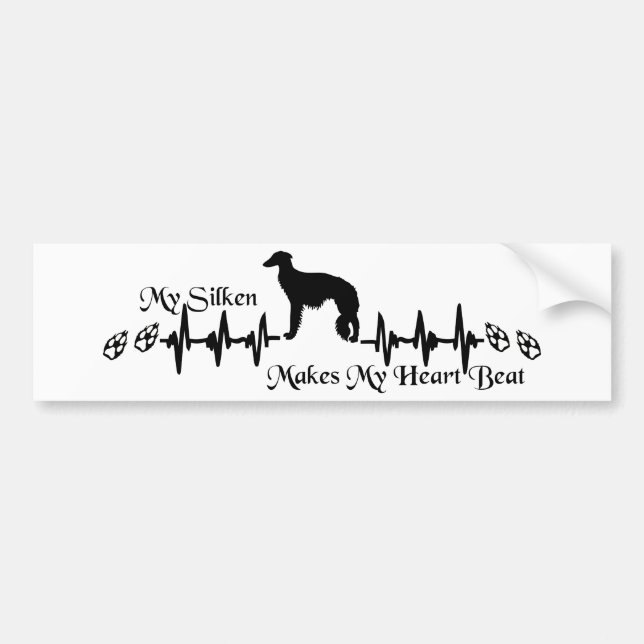 Autocollant De Voiture Silken Windhound Heart Beat (Devant)