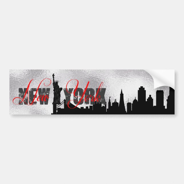 Autocollant De Voiture Silver, Black New York Skyline (Devant)