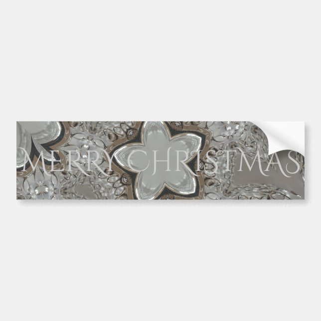 Autocollant De Voiture Silver blanc gris brillant étoile Joyeux Noël (Devant)