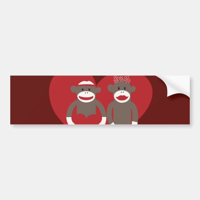 Autocollant De Voiture Singes de chaussette en cadeaux de Saint-Valentin (Devant)