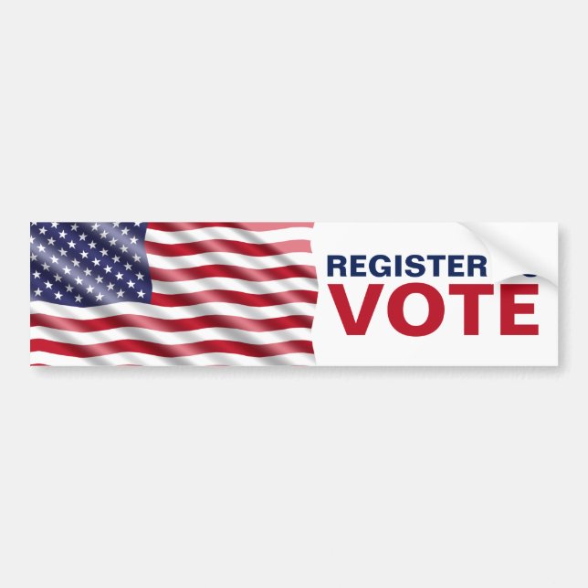 Autocollant De Voiture S'inscrire pour voter l'élection du drapeau améric (Devant)