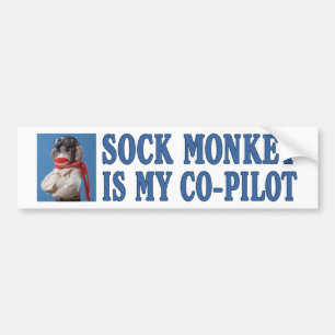 Autocollant De Voiture Sock Monkey est mon co-pilote