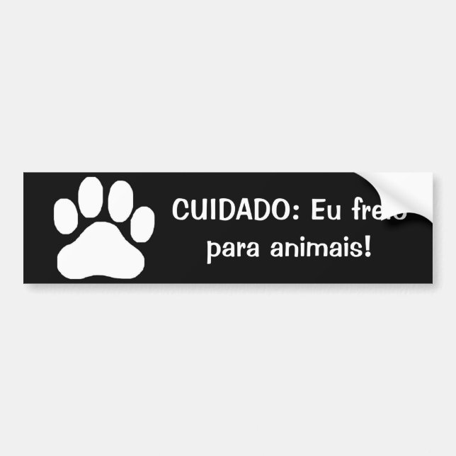 Autocollant De Voiture SOINS : Je freine pour les animaux ! (Devant)