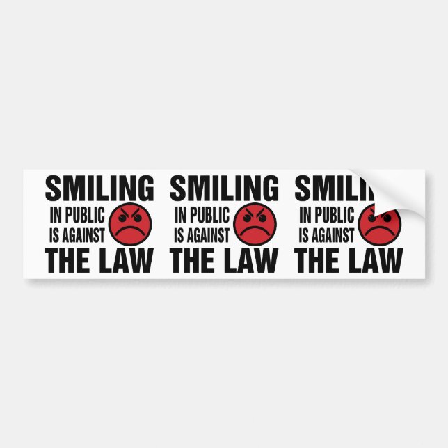 Autocollant De Voiture Sourire en public est contre la loi (Devant)