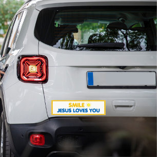 Autocollant De Voiture Sourire – Jésus vous aime   Foi chrétienne