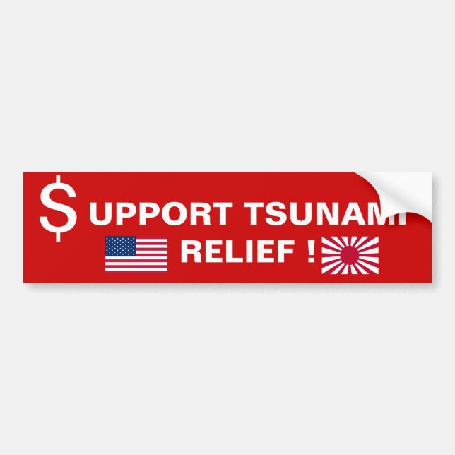 AUTOCOLLANT DE VOITURE SOUTENEZ LE RELIEF TSUNAMI ! (Devant)