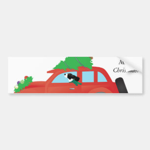 Autocollant De Voiture Springer Spaniel voiture avec arbre de Noël