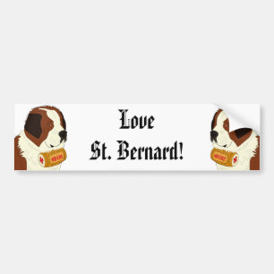 Autocollant De Voiture St Bernard avec un petit baril de vin - schéma