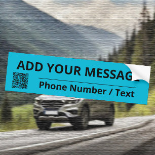 Autocollant De Voiture Stick Cyan Text et QR Color Vivid