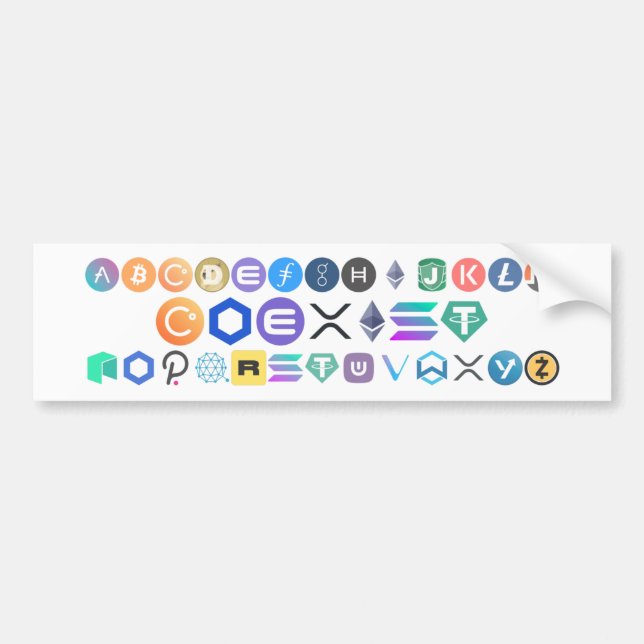 Autocollant De Voiture Stick de pare-chocs COEXIST CryptoCurrency Logos (Devant)