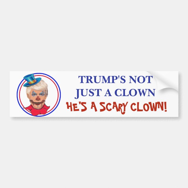 Autocollant De Voiture Sticker anti Donald Trump Clown effrayant (Devant)