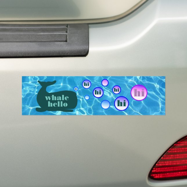 Autocollant De Voiture Sticker bumper Hello Whale (En voiture)