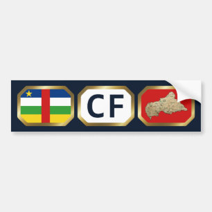 Autocollant De Voiture Sticker Centrafrique Flag Map Code