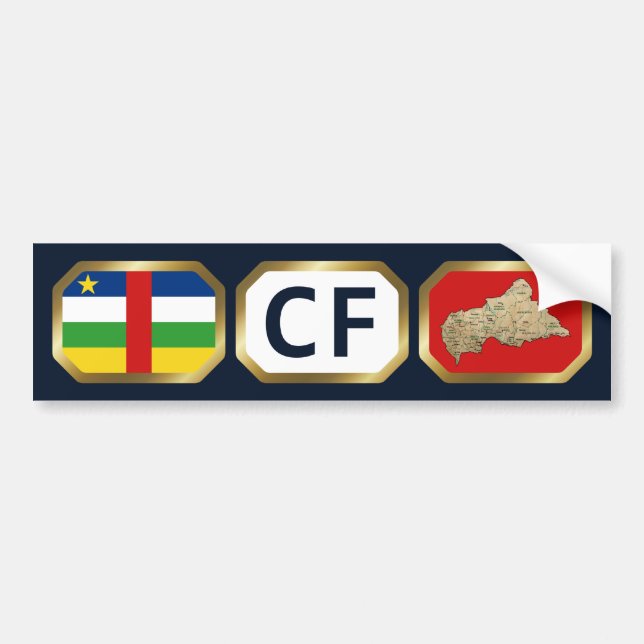 Autocollant De Voiture Sticker Centrafrique Flag Map Code (Devant)