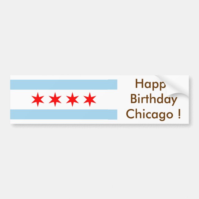 Autocollant De Voiture Sticker Drapeau de Chicago, Joyeux anniversaire U. (Devant)